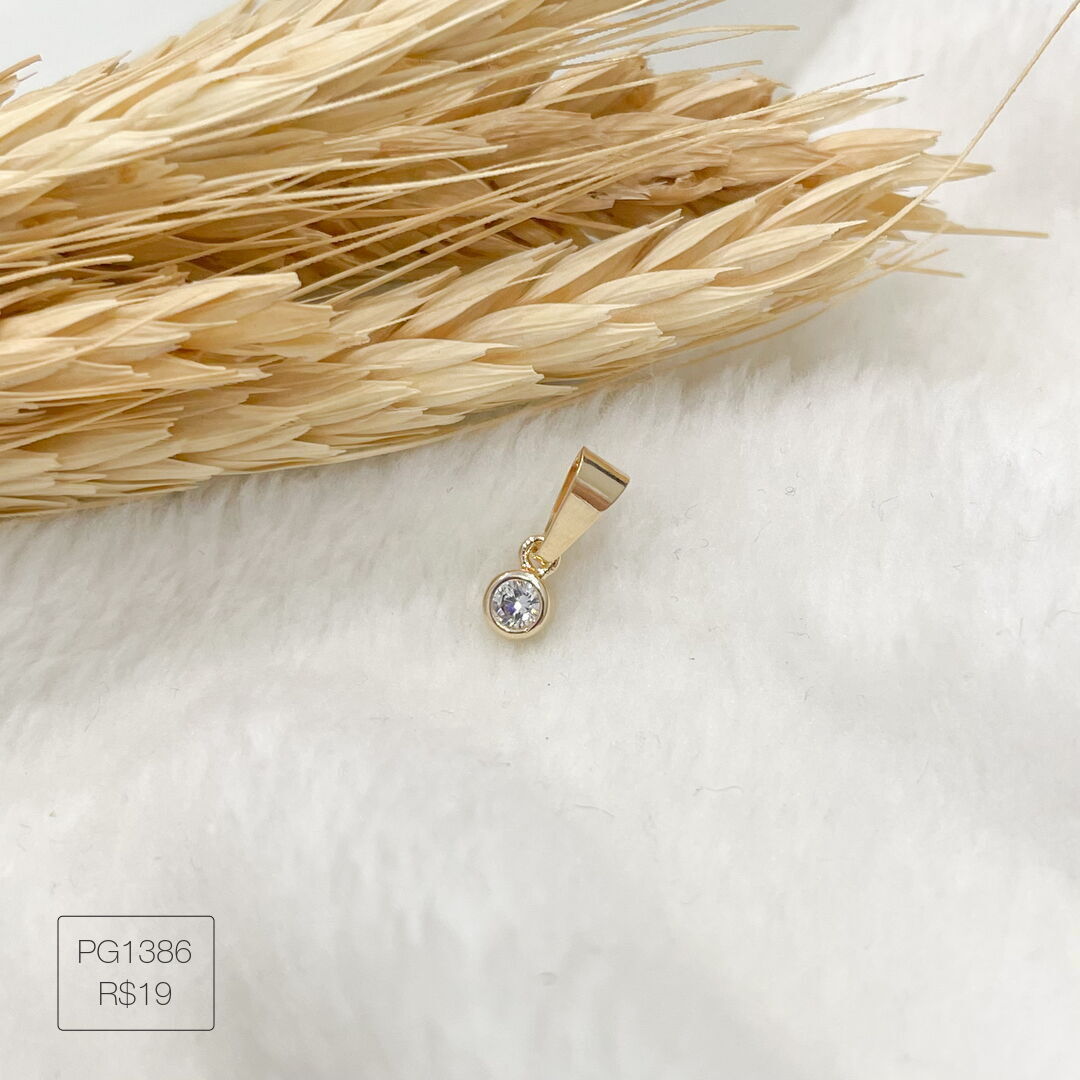 Pingente Nano Ponto de Luz Cravejado Cristal Dourado